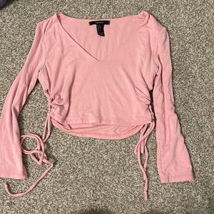 NWOT F21 Pink Crop-Top With Side Ties